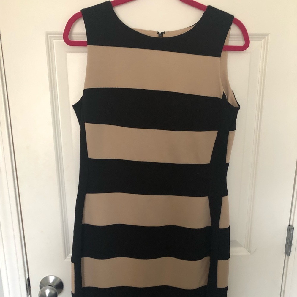 Tan & Black Striped Dress